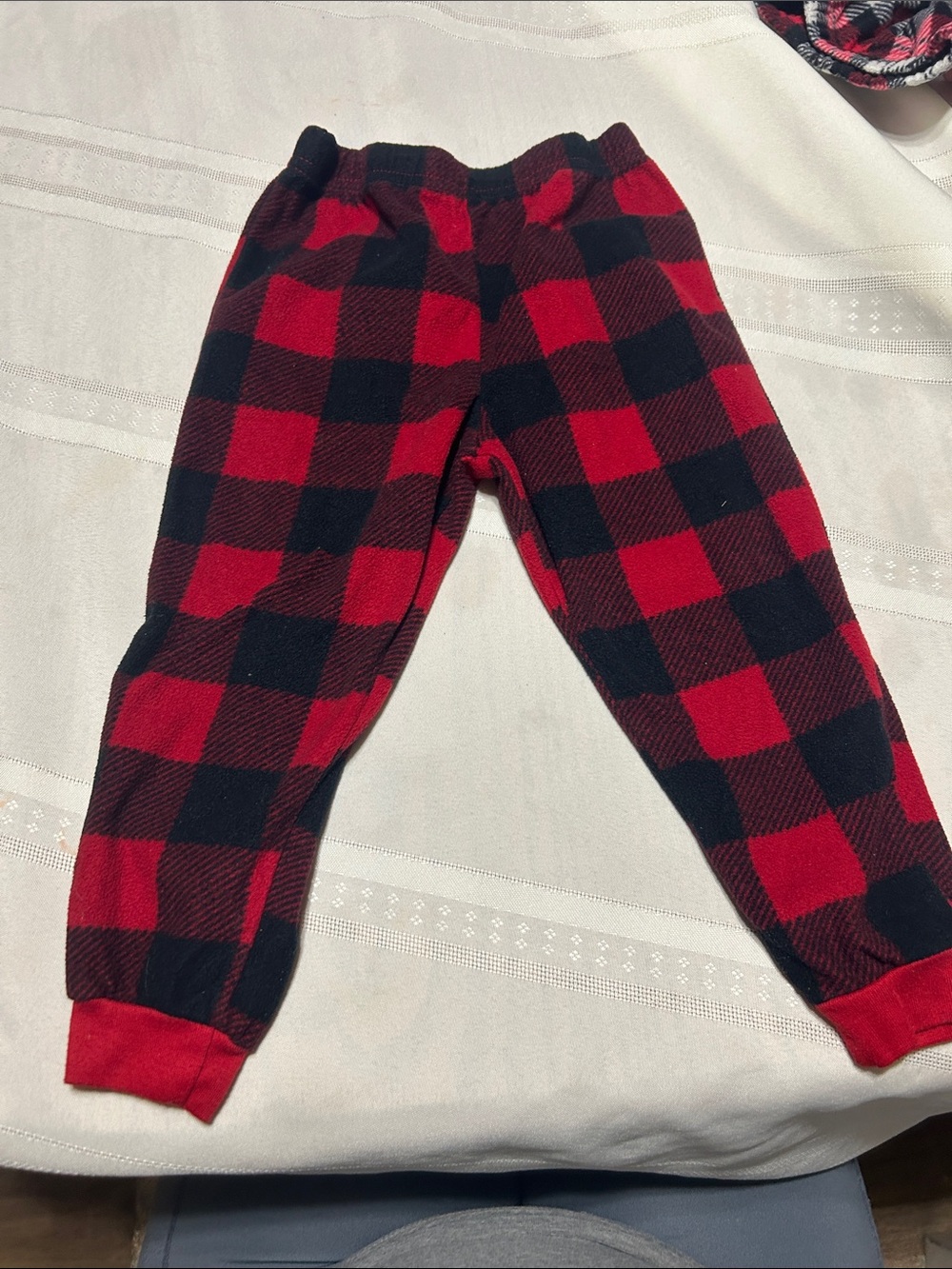 Kids Red & Black Buffalo Plaid Fleece Joggers